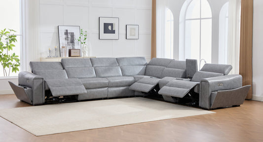 Divani Grey POWER/BLUETOOTH SPEAKERS RECLINING SECTIONAL S681