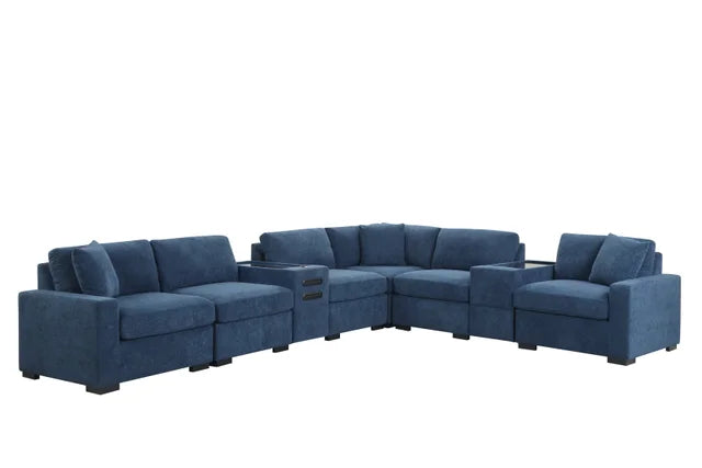Barista Blue BLUETOOTH SPEAKERS 8PC Modular Sectional Set
