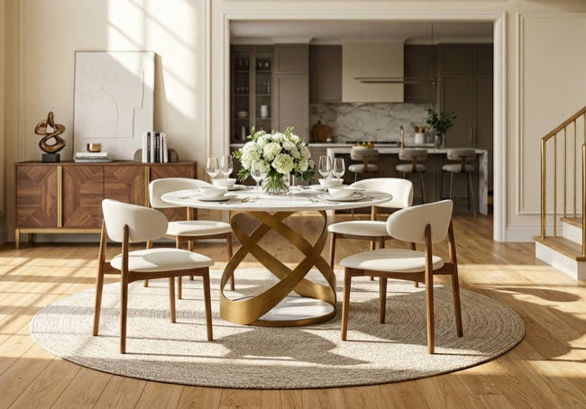 Dimi White/Bronze 5pc Dining Room Set D1550