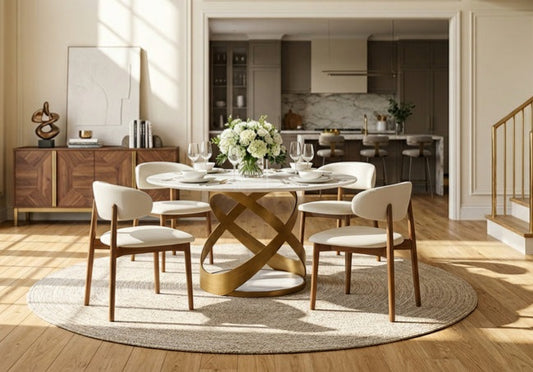 Dimi White/Bronze 5pc Dining Room Set D1550
