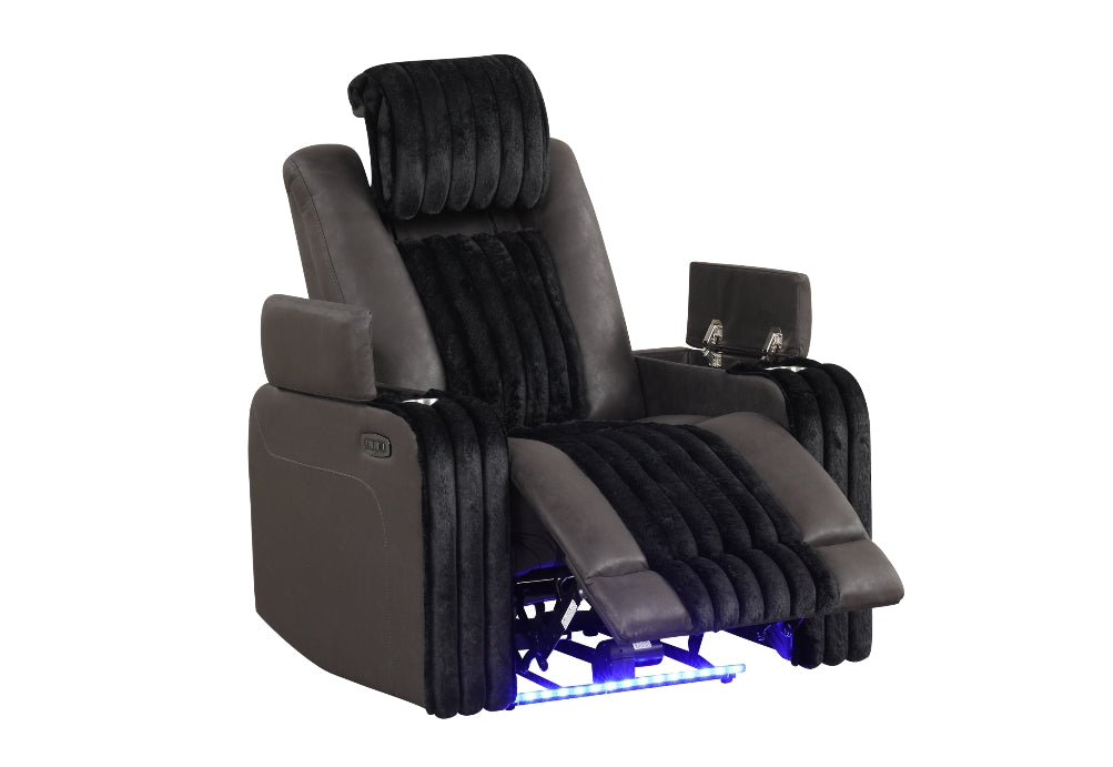 Lita Black POWER RECLINER/ HEADREST/LED 3pc Living Room Set S4225