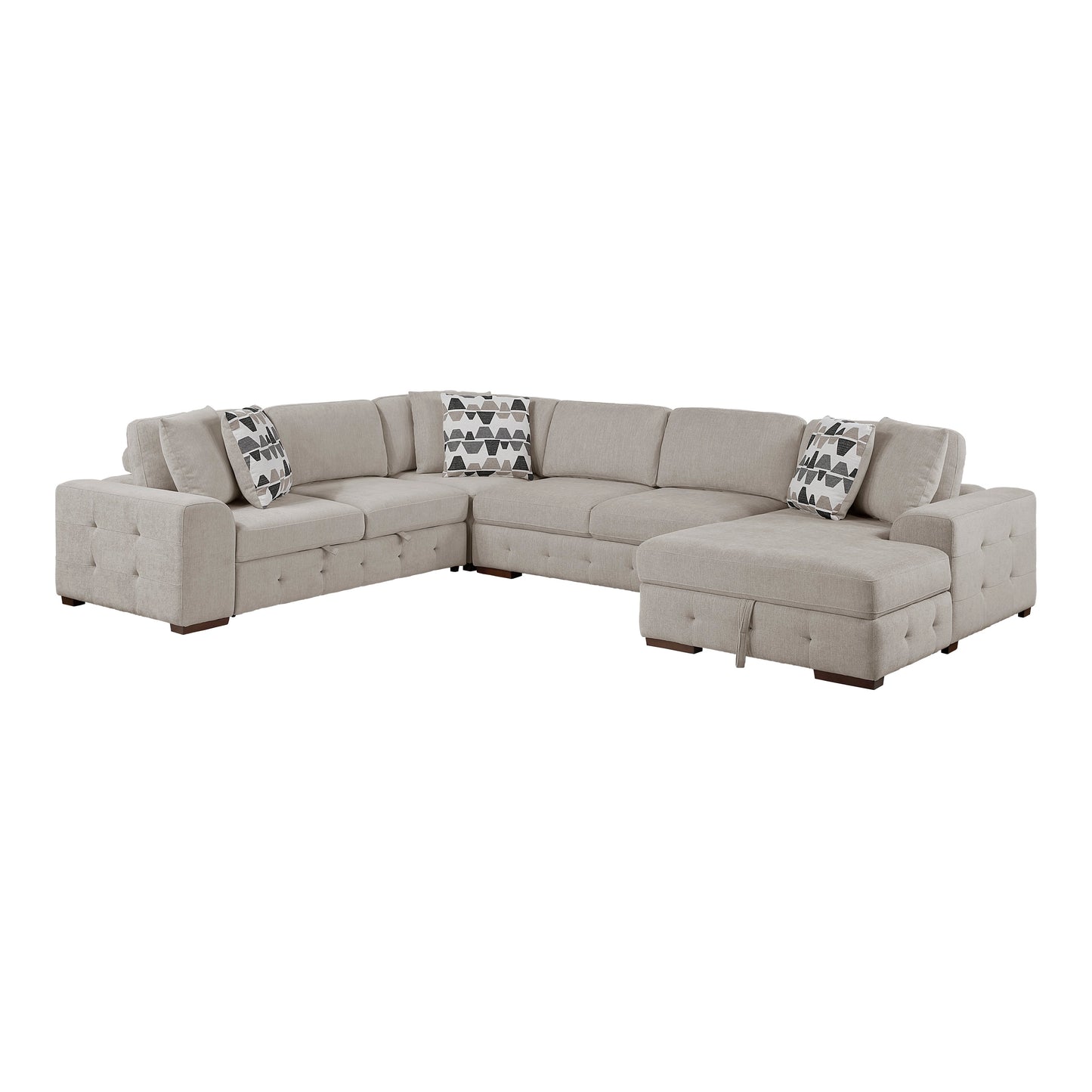 Raife Taupe 5pc Sectional with Right Chaise and Ottoman 9624