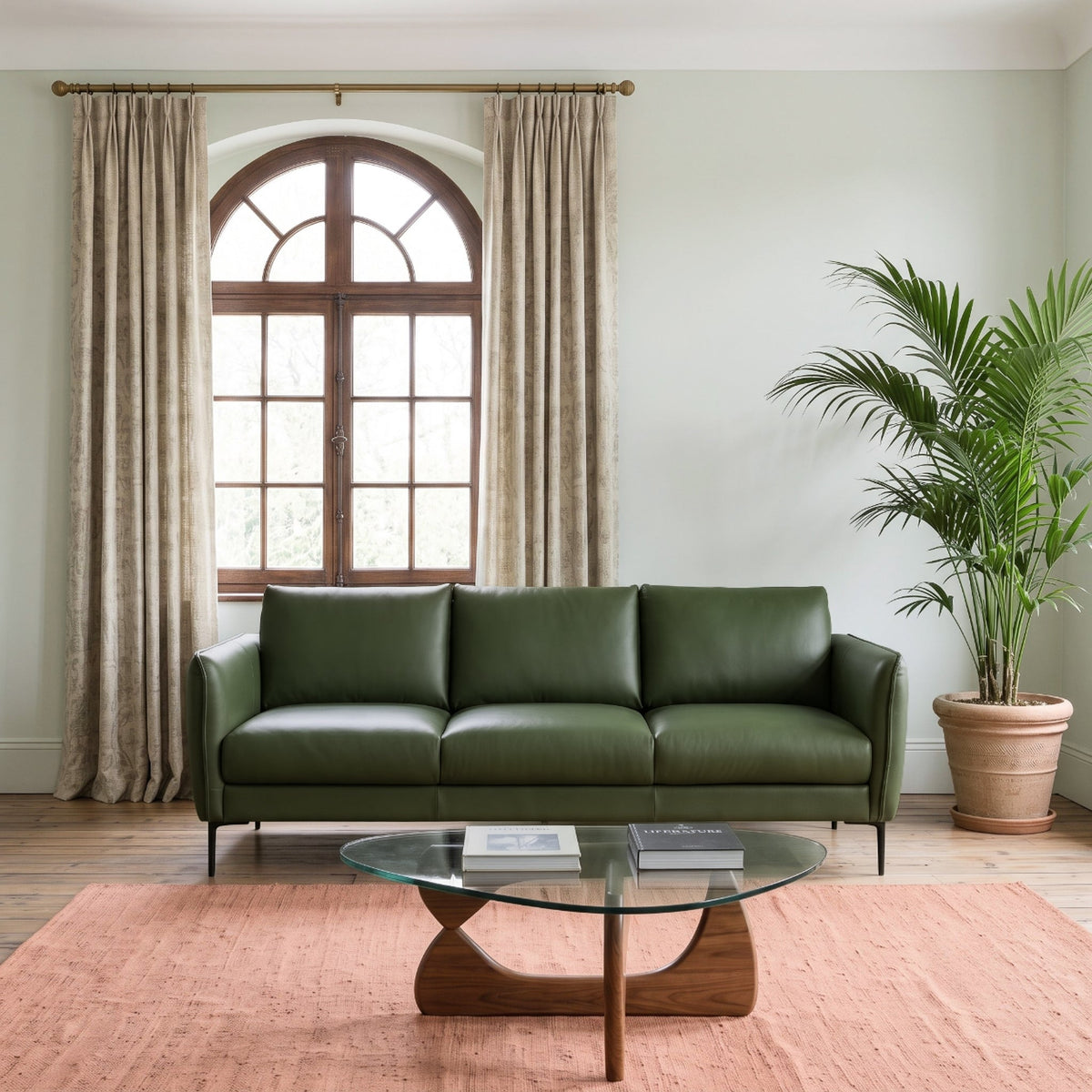Cooperstown Green TOP GRAIN LEATHER Sofa