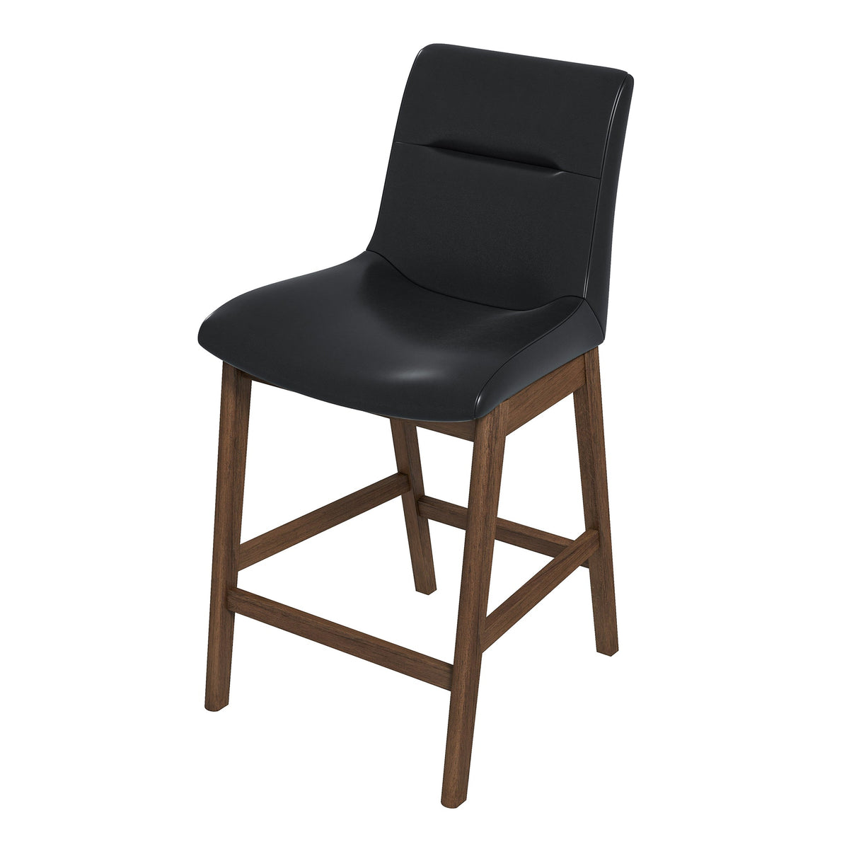 Langlade Leather Upholstered Counter Stool in Black (Set of 2)