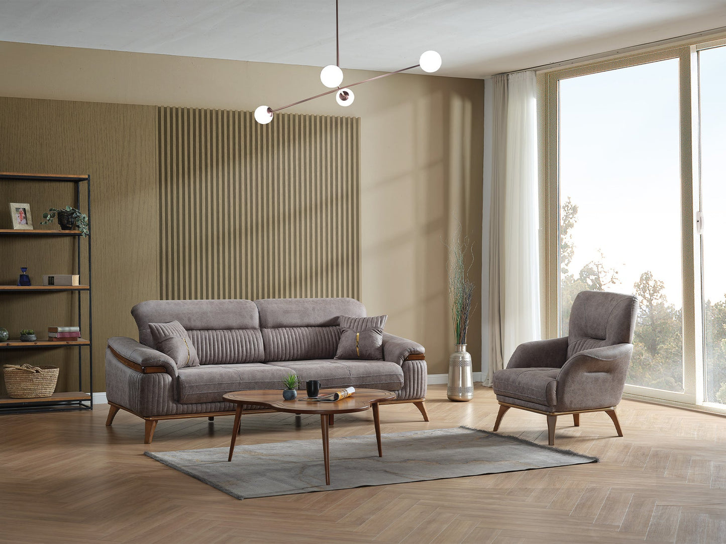 Beta 3-pieces (Sofa & Loveseat & Chair) Livingroom Set Fume