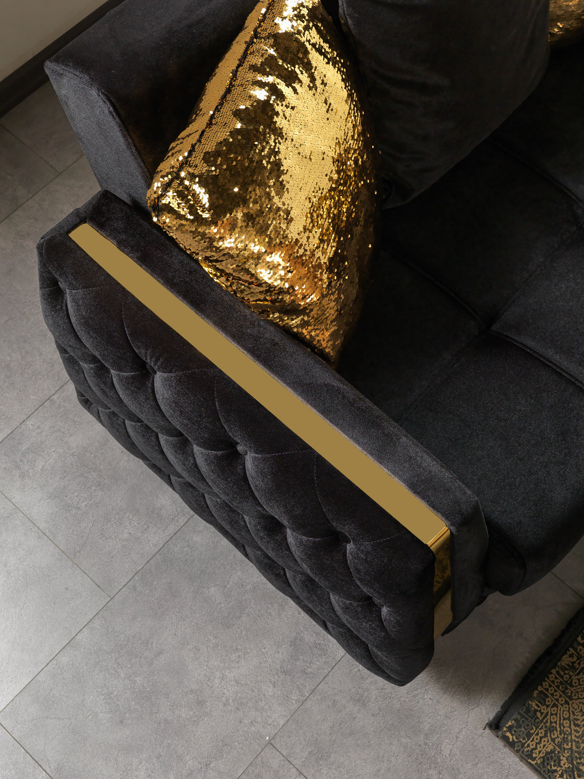 Florence Black Velvet Sofa 88" & Loveseat 64"