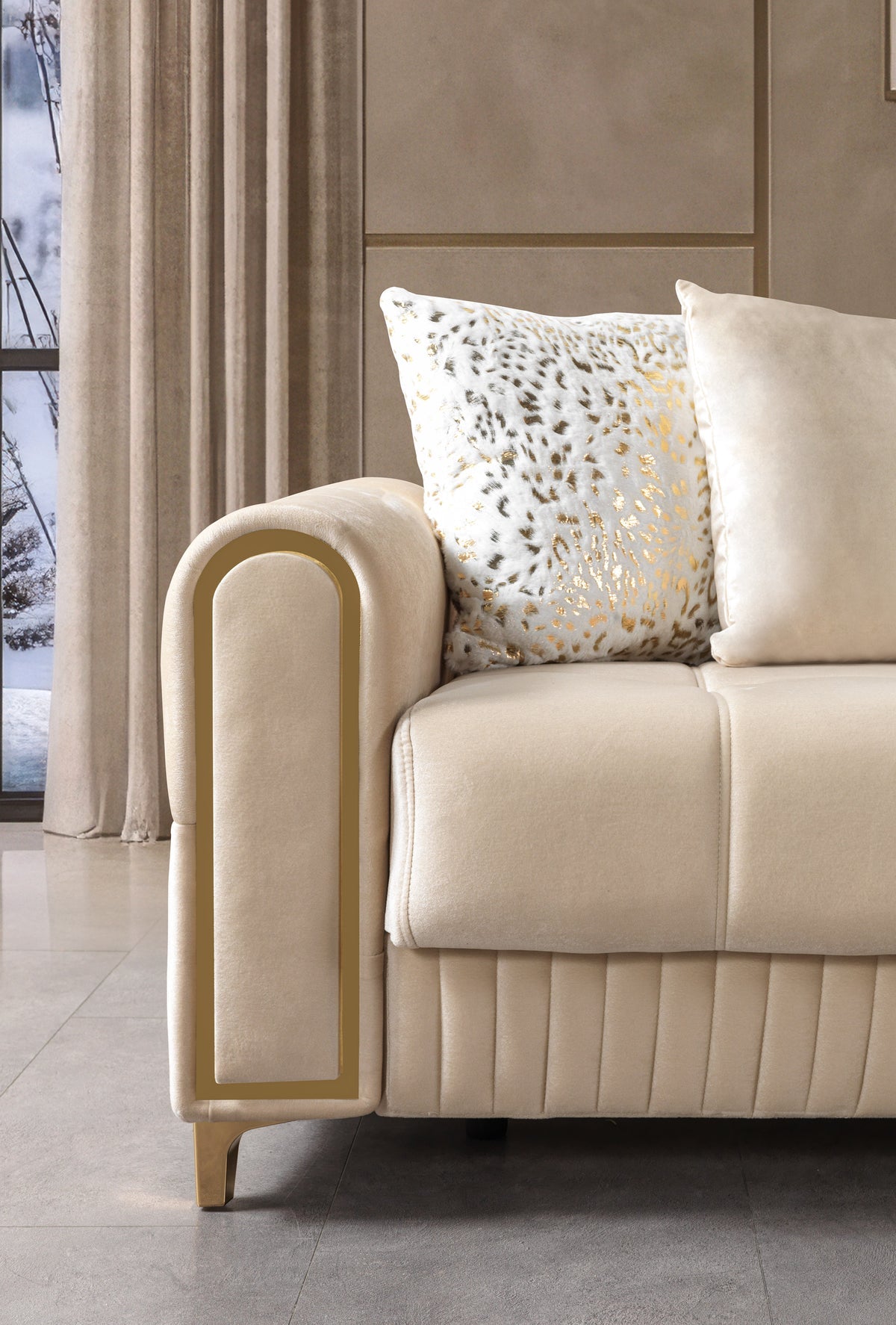 Sandra Ivory Velvet Sofa 88" & Loveseat 64"