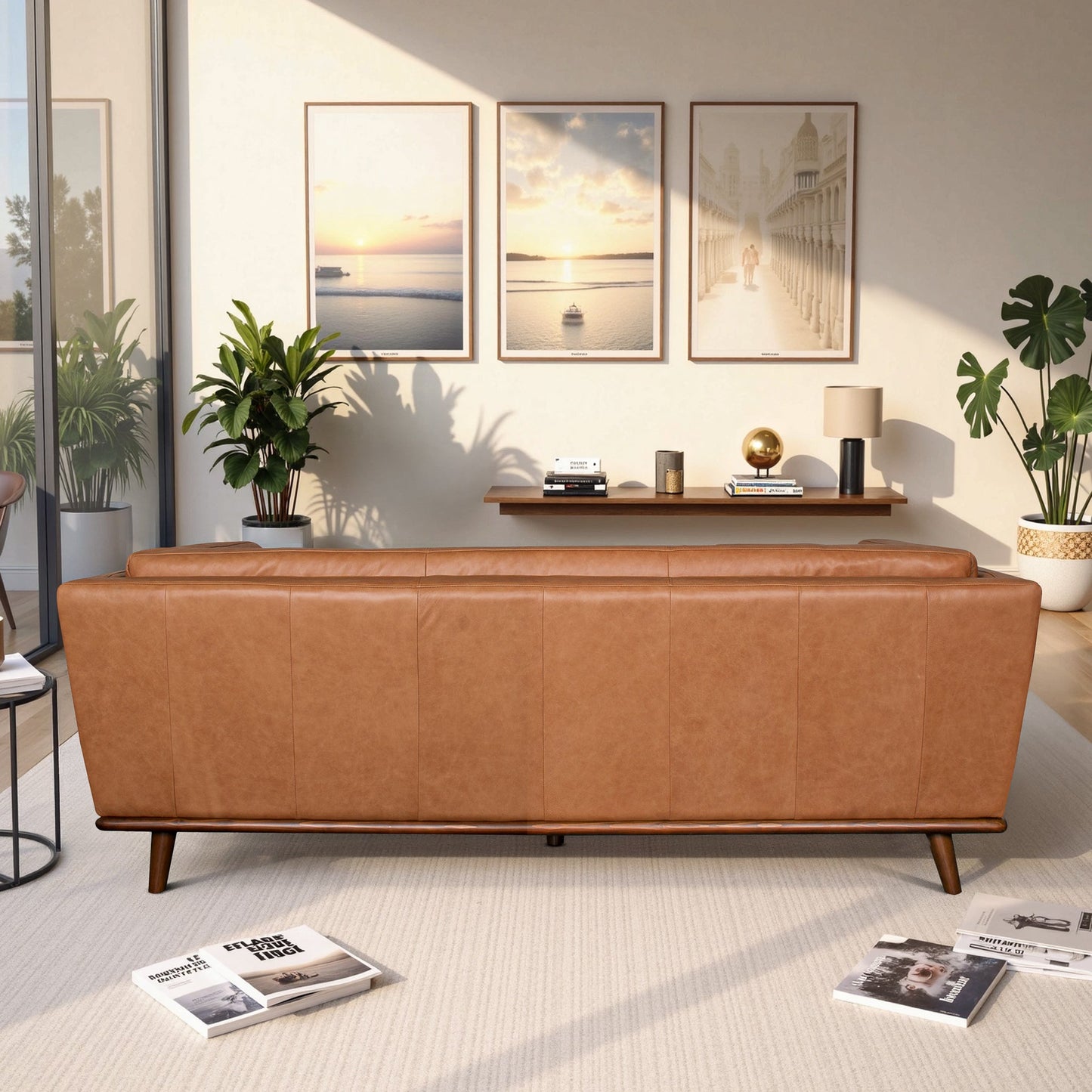 Phoenix Tan Genuine Leather Sofa