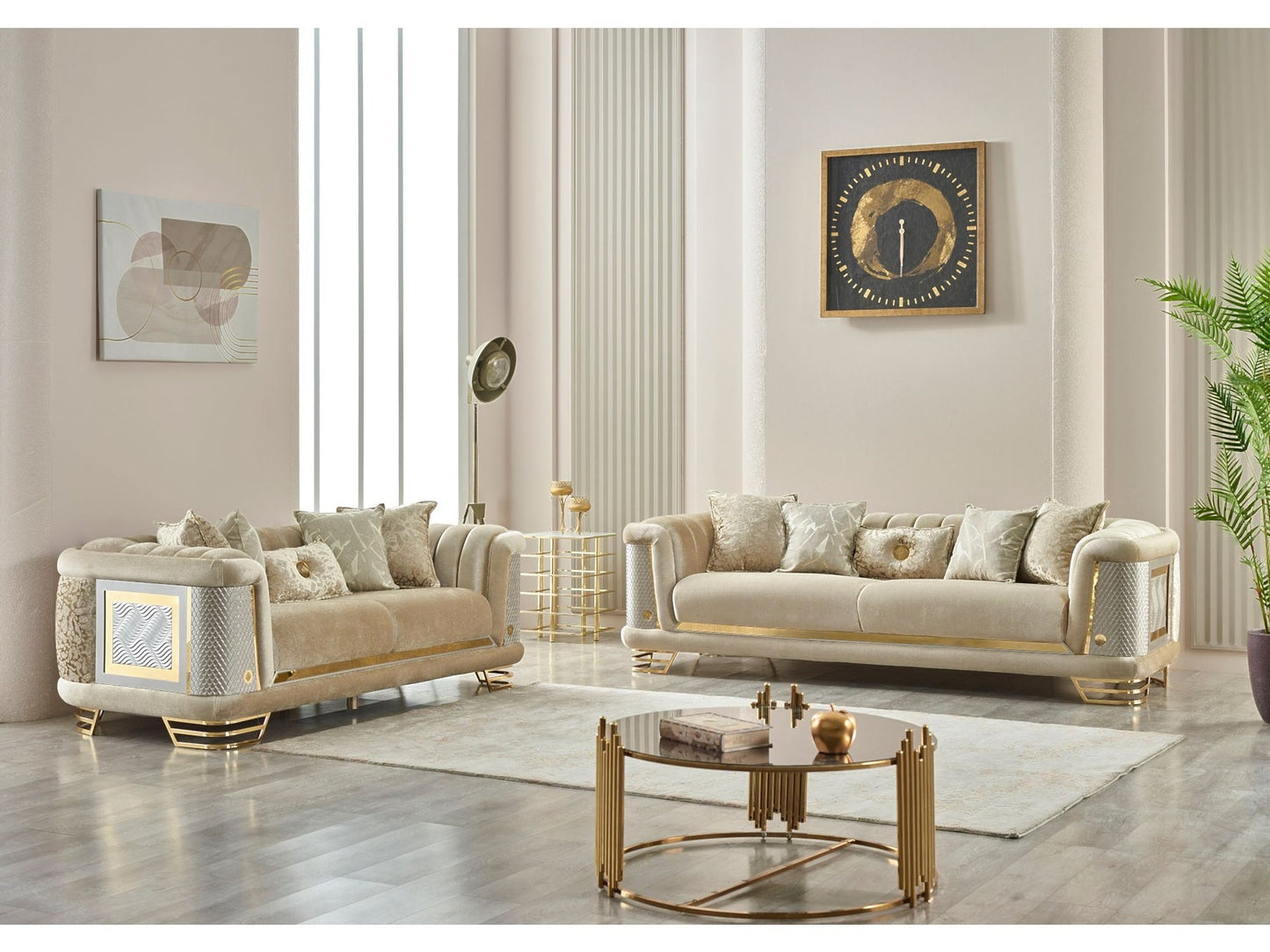 Romans 3-pieces (Sofa & Loveseat & Chair) Livingroom Set Beige