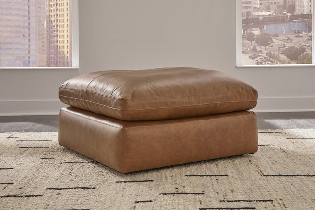 Emilia Caramel Oversized GENUINE LEATHER Accent Ottoman 30901