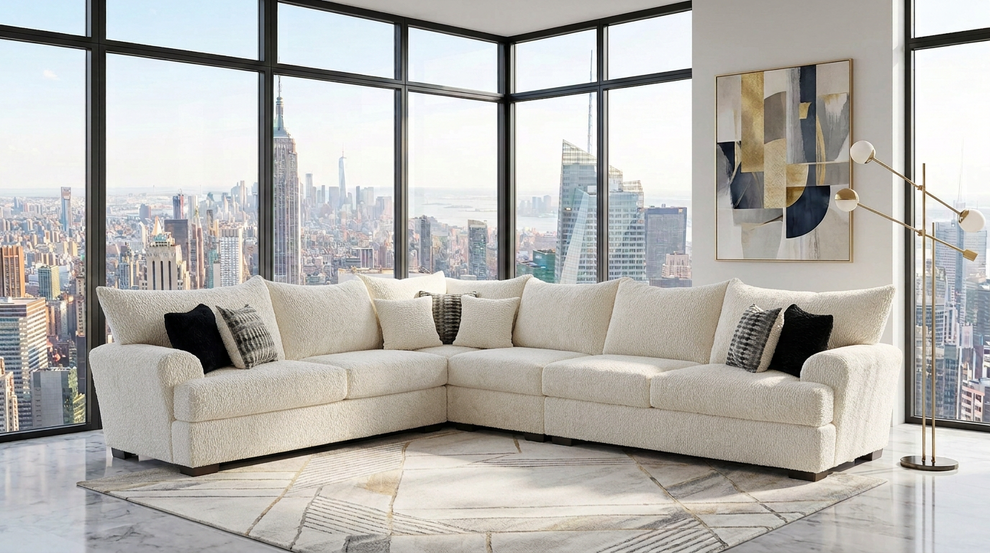Rizz Ivory Fabric Sectional S360