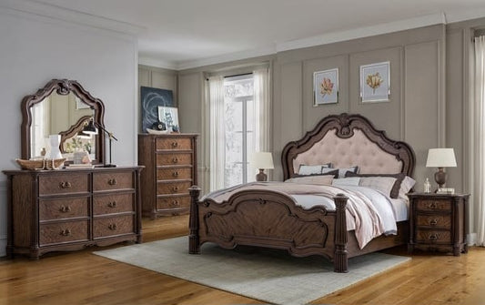 Nicole Walnut Finish Luxury Bedroom Set