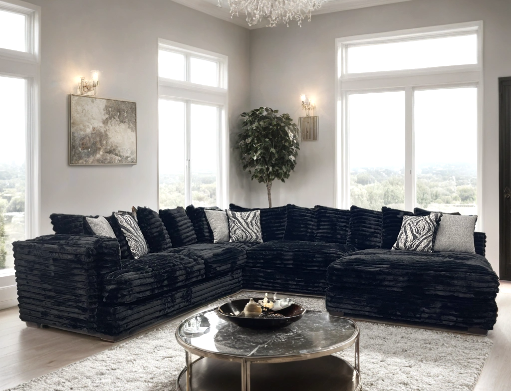 880 Black Fabric OVERSIZED Sectional