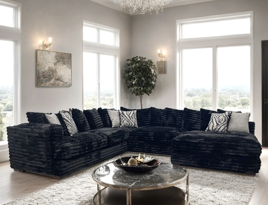 880 Black Fabric OVERSIZED Sectional