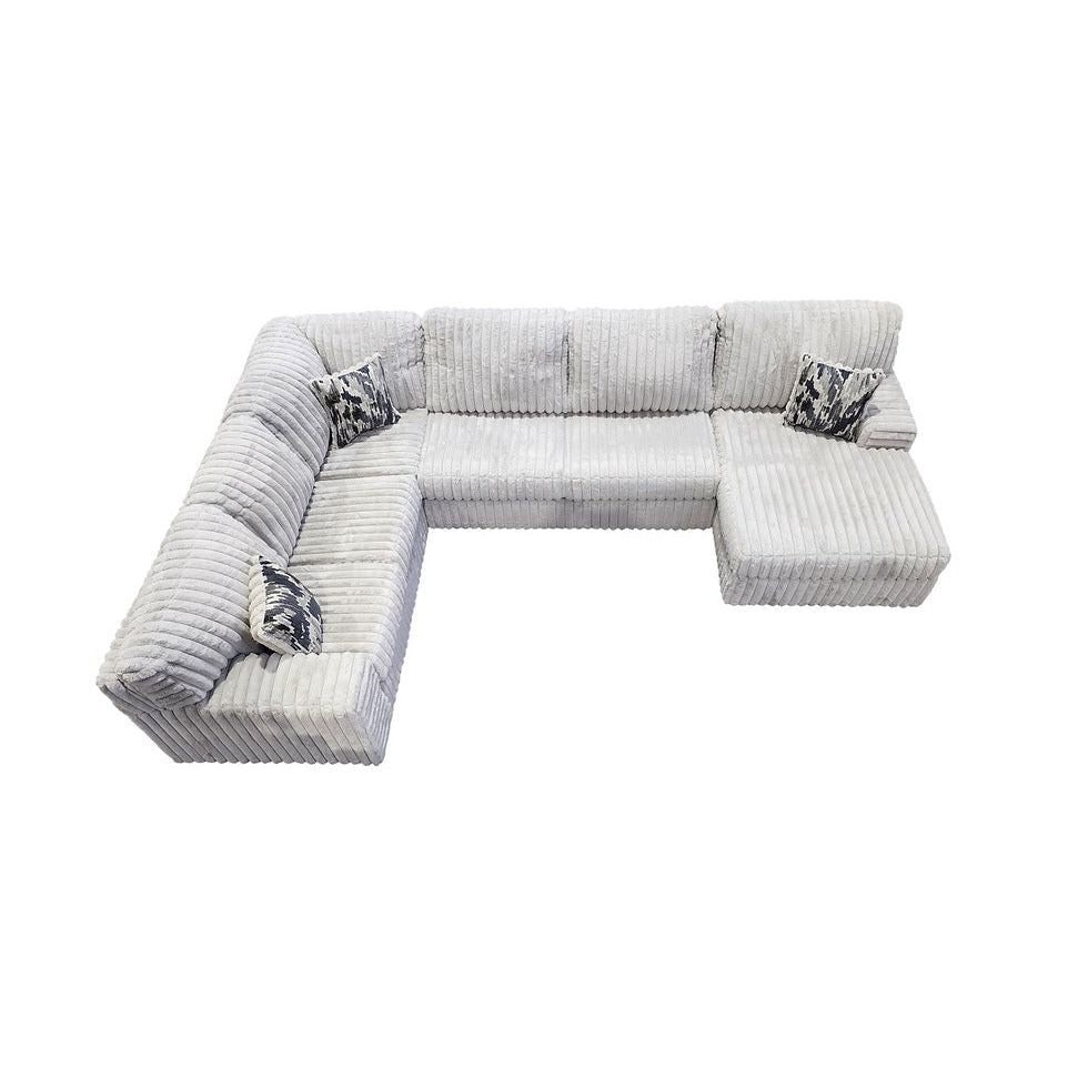 Austin Grey Thick Stripe Fabric Sectional