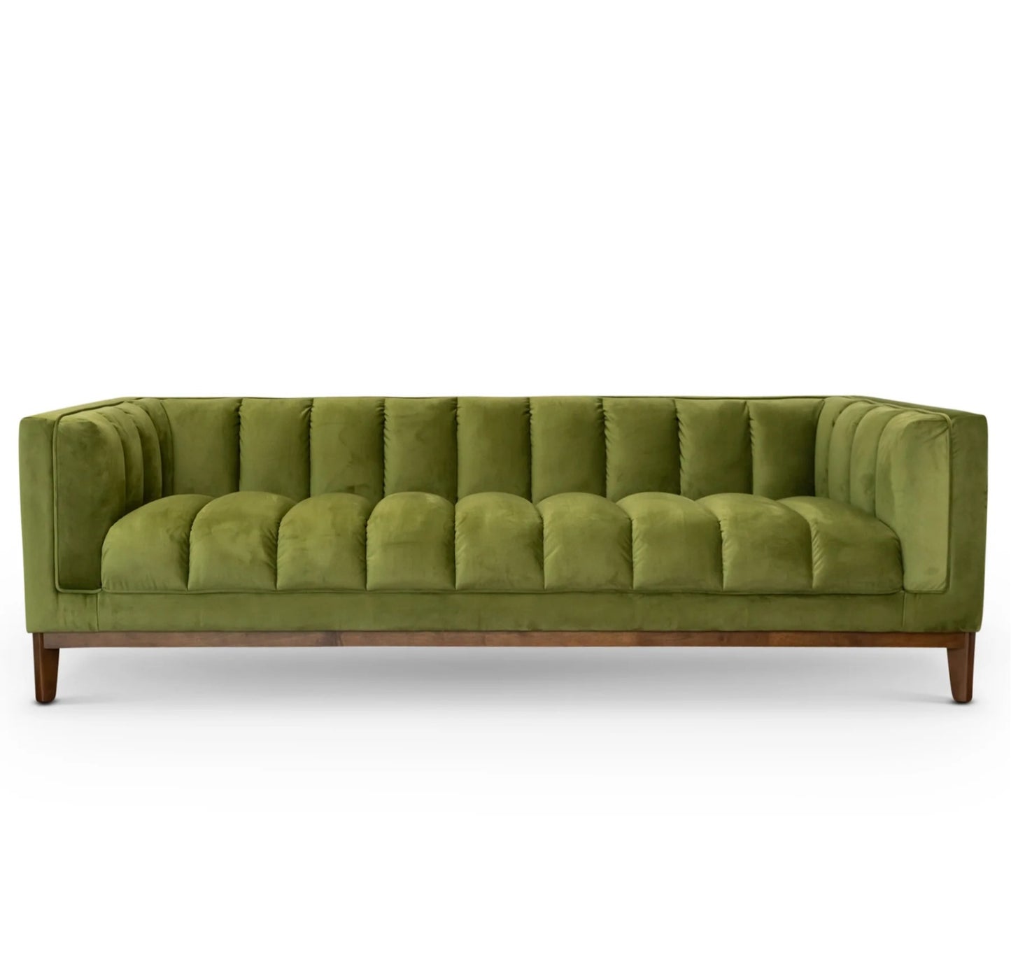 Melissa 91" Mid-Century Modern Green Velvet Sofa