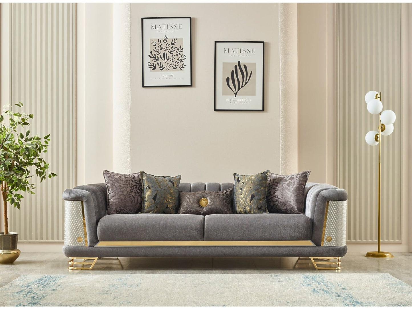 Romans 3-pieces (Sofa & Loveseat & Chair) Livingroom Set Grey