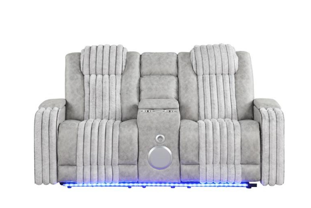Lita Grey POWER RECLINER/ HEADREST/LED 3pc Living Room Set S4225