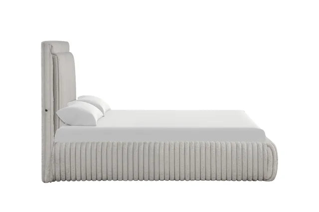 Diana Grey Fabric King Platform BLUETOOTH SPEAKERS Bed