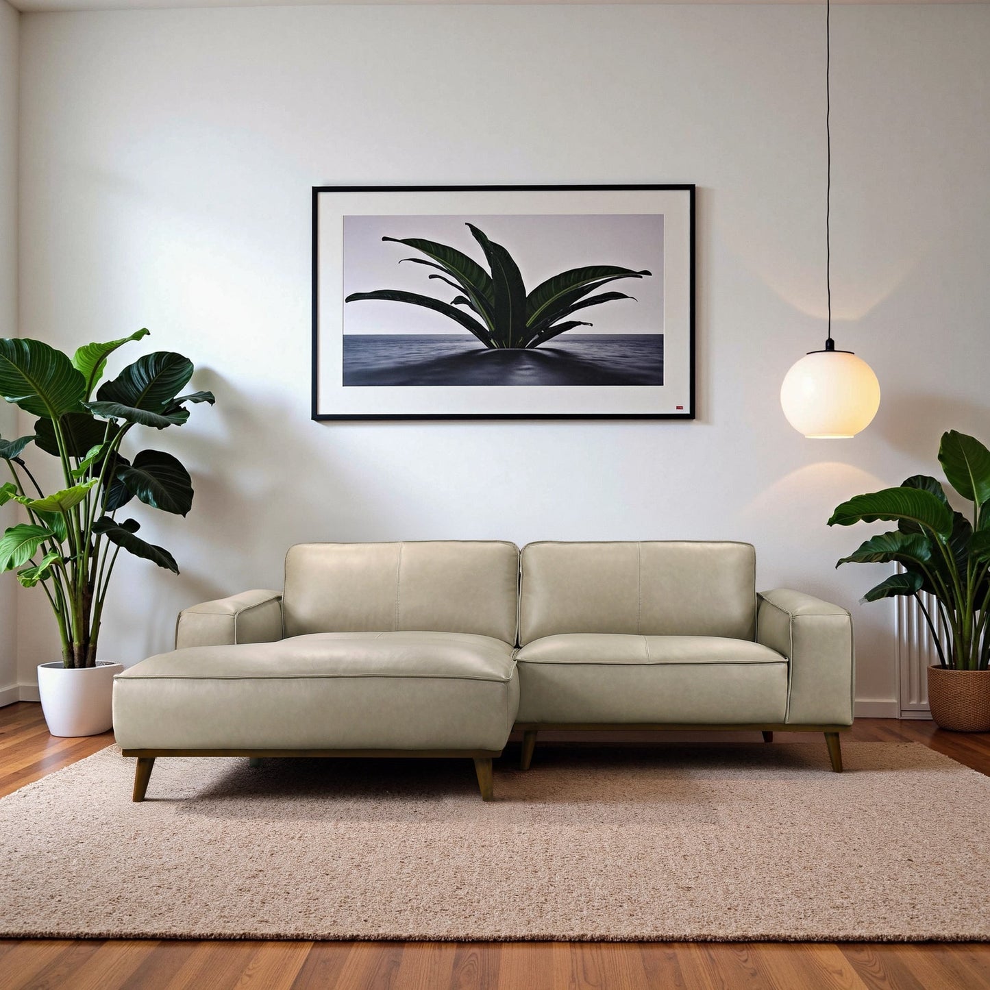 Kerrville Beige Genuine Leather Left Sectional