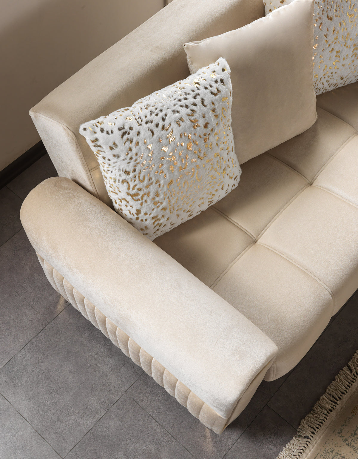 Sandra Ivory Velvet Sofa 88" & Loveseat 64"