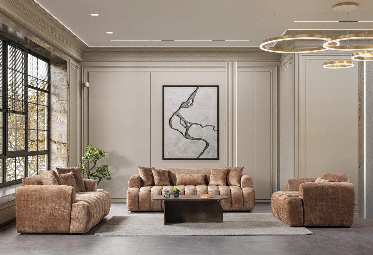 Yulia Coffee Boucle Living Room Set