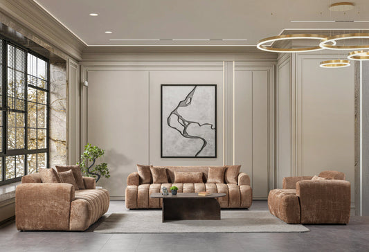 Yulia Coffee Boucle Living Room Set