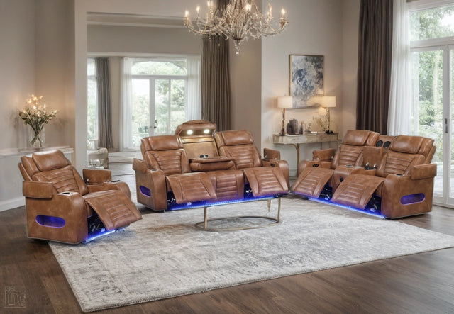 Tokyo Brown POWER/LED/BLUETOOTH SPEAKERS 3pc Reclining Set