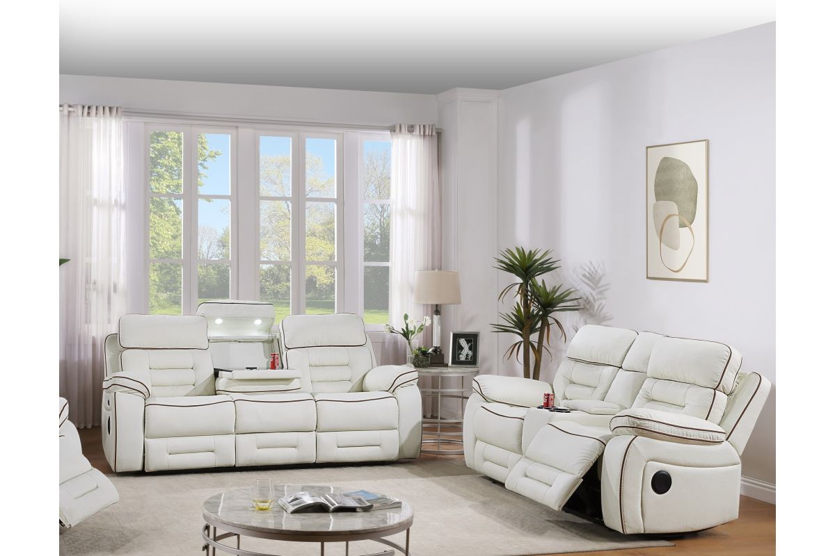 Apollo White POWER/BLUETOOTH SPEAKERS Reclining Set S8898