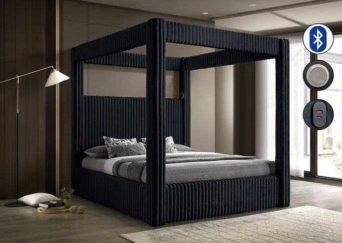 Atlam Grey Corduroy Platform Bedroom Set  B9013