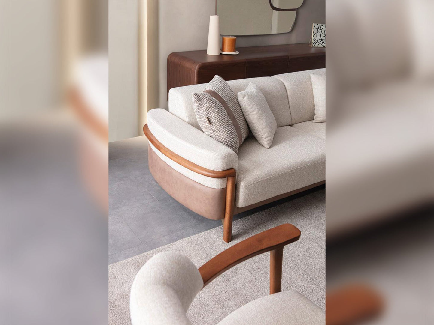 Odin 4-pieces (4 Seater Sofa &  3 Seater Sofa & 2 Chair) Livingroom Set Cream