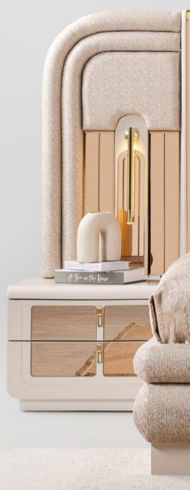 Monza Luxury Bedroom Set (Bed & Dresser With Mirror & 2 Nightstand)