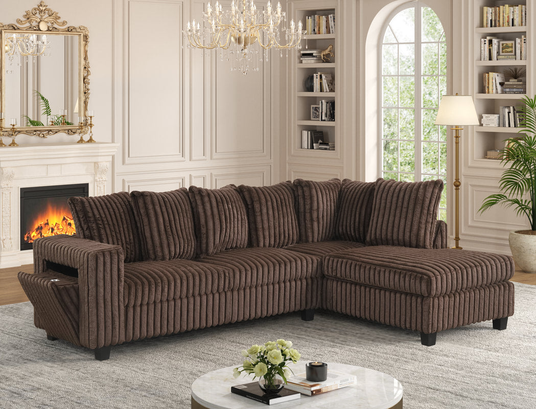 517 Chocolate Fabric Reversible Sectional