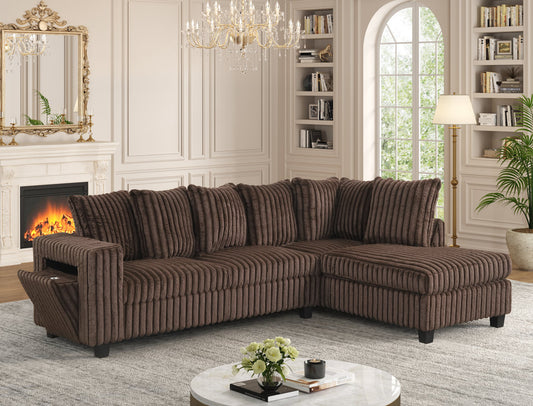 517 Chocolate Fabric Reversible Sectional