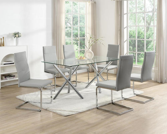 Grey/Glass 7pc Dining Room Set D201
