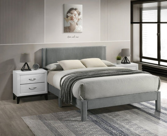 Lucia Light Gray Full Platform Bed 5097