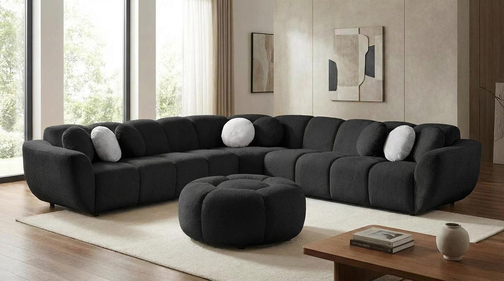Rose Black Fabric Sectional MI-3001