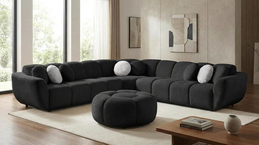Rose Black Fabric Sectional MI-3001
