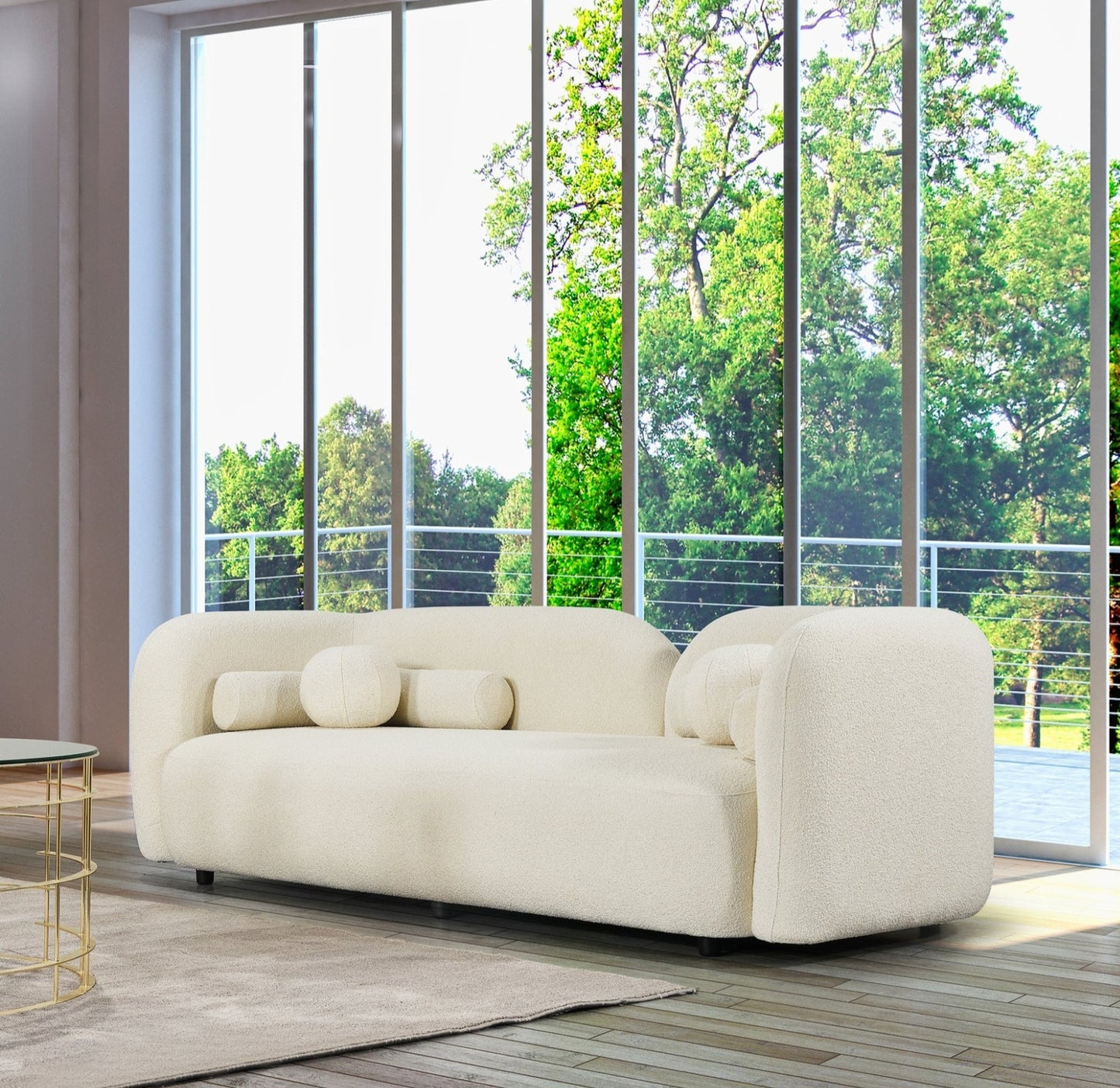 Donna Japandi Style Ivory Boucle Sofa