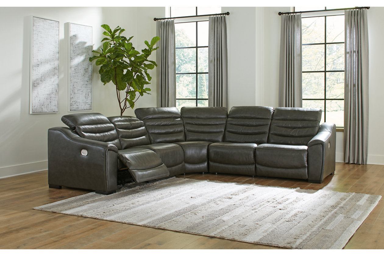 Center Line Dark Gray 5pc Power Reclining Sectional U63404