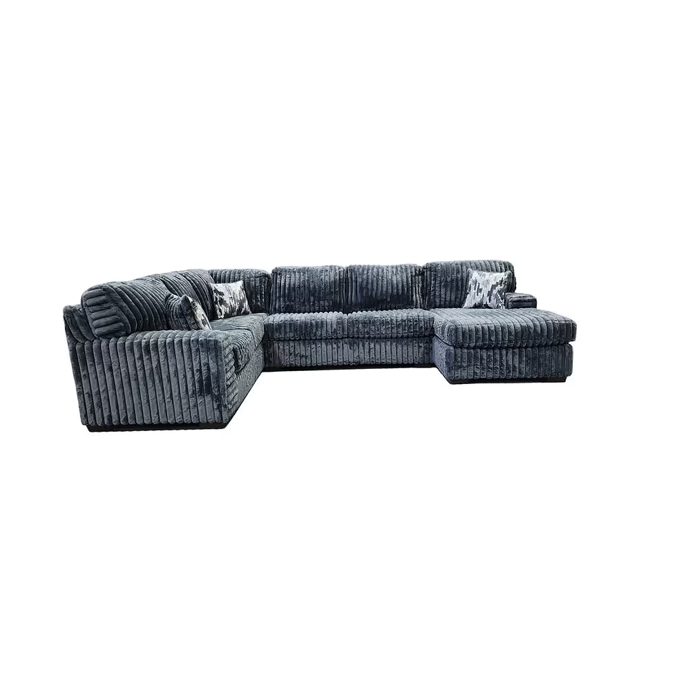 Austin Charcoal Thick Stripe Fabric Sectional S312