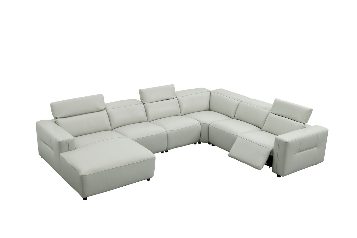 Noel Grey Italian Leather/Match POWER Reclining Sectional with Chaise MI-2525
