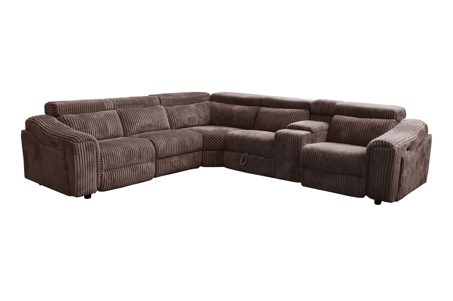 Yash Brown Corduroy POWER Reclining Sectional S7033