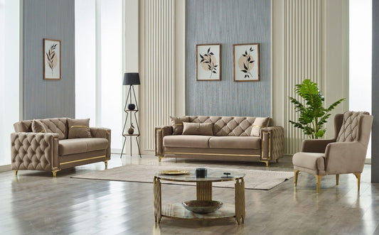 Bolivya 3-pieces (Sofa & Loveseat & Chair) Livingroom Set Beige
