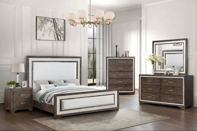 Boson Cream/Brown Panel Bedroom Set