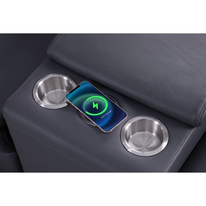 Picasso Dark Grey 2-POWER  Leather Match 6pc Sectional  MI631