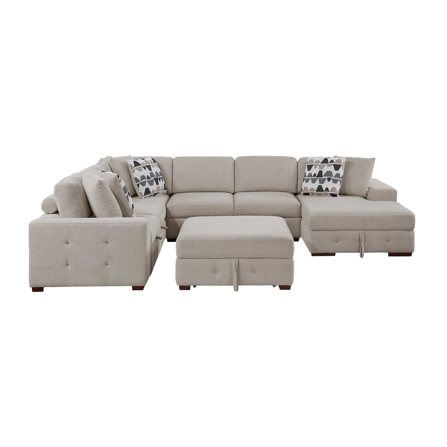 Raife Taupe 5pc Sectional with Right Chaise and Ottoman 9624