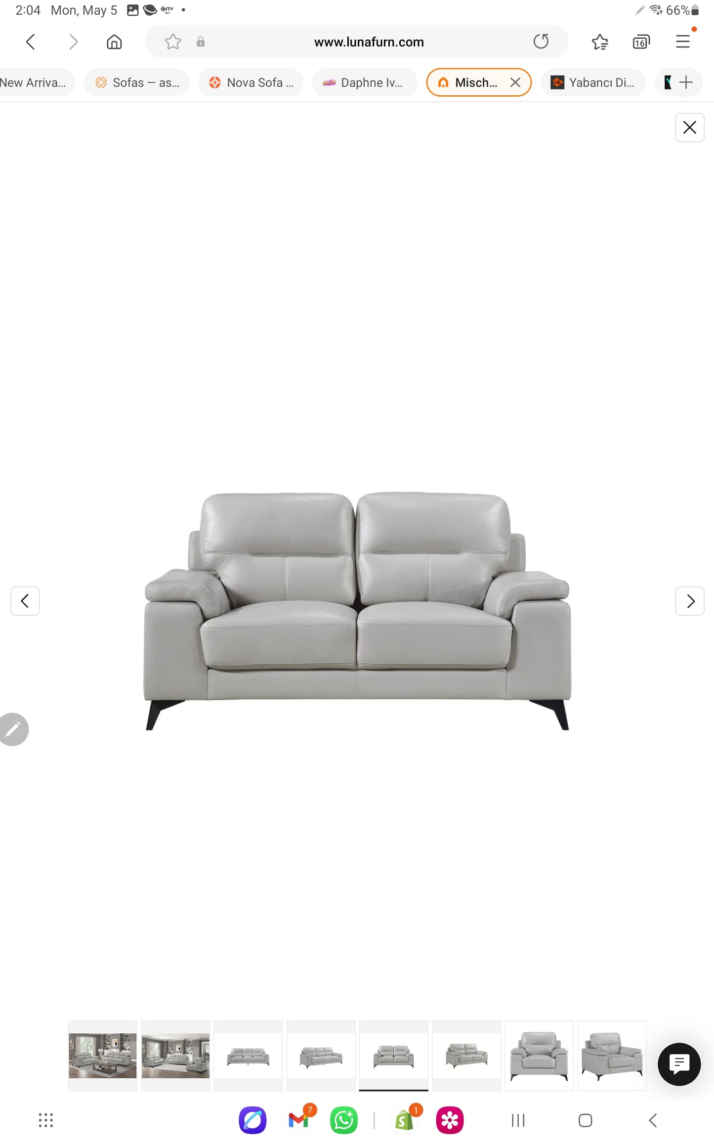 Mischa TOP GRAIN LEATHER  Grey Living Room Set 9514