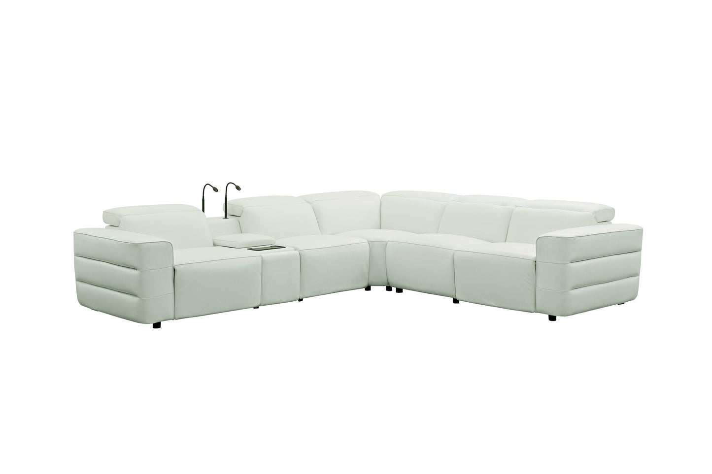 Holly White Italian Leather/Match POWER Reclining Corner Sectional (3 Power Recliners + 1 Console) MI-2520
