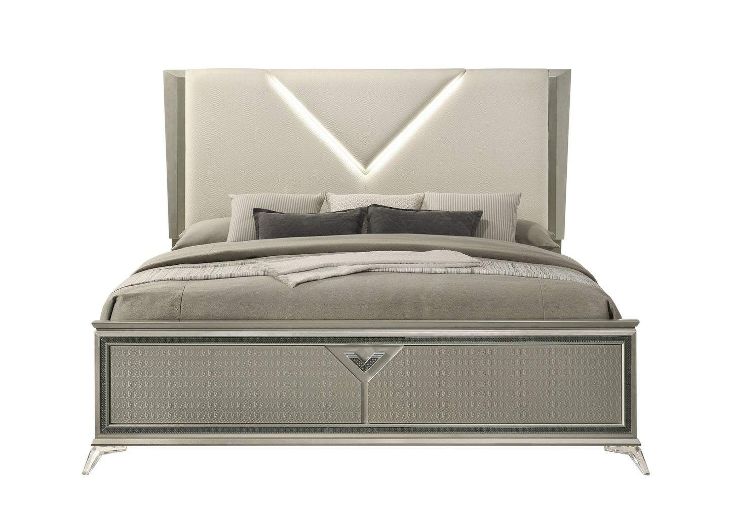 Larana Olive Silver LED Panel Bedroom Set B6850